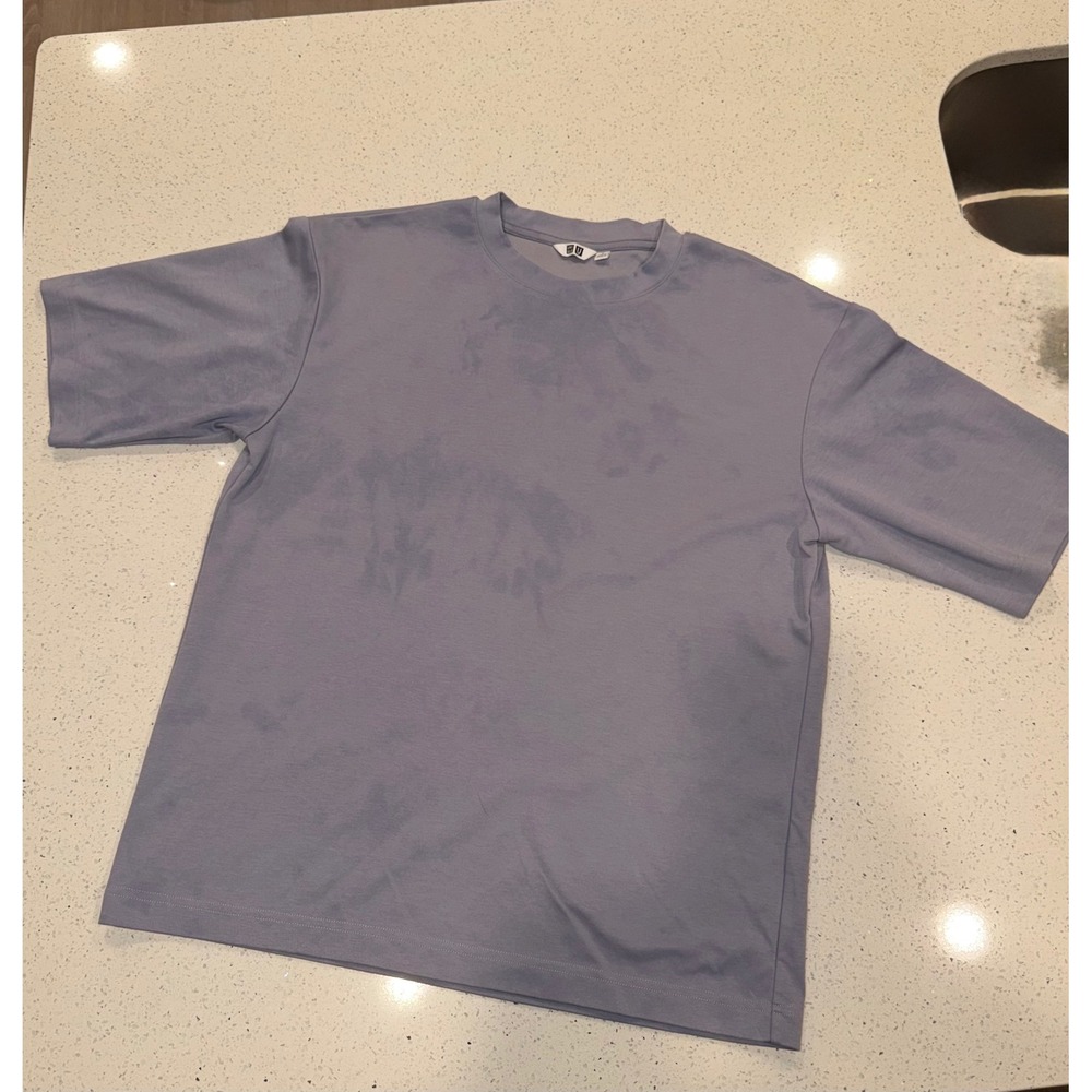 Uniqlo U AIRism Cotton Oversized Crew Neck T-Shirt Blue Purple Tie Dye Medium